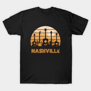 Retro Sunset Nashville Guitars T-Shirt